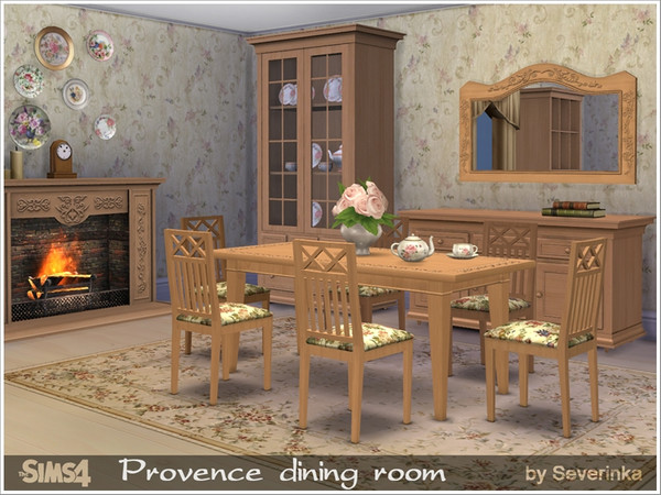 Sims 4 — Provence dining room by Severinka_ — A set of furniture for your Sims in Provence style. Simple shapes, matte
