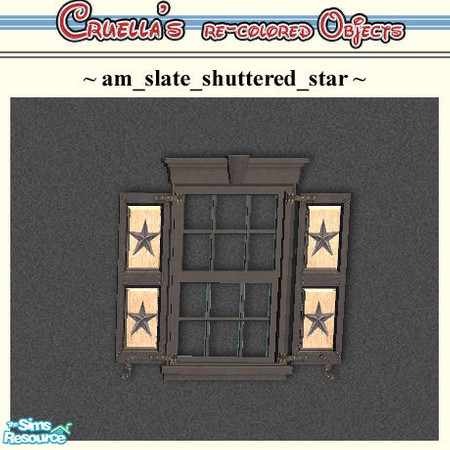 Sims 2 — am_slate_shuttered_star by Cruella — Slate star shuttered window, mix-n-match all six colors.