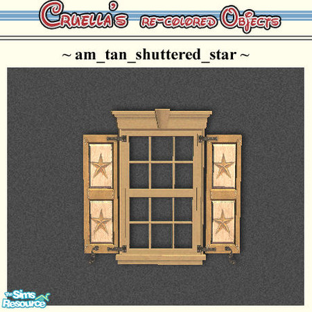Sims 2 — am_tan_shuttered_star by Cruella — Tan star shuttered window, mix-n-match all six colors.