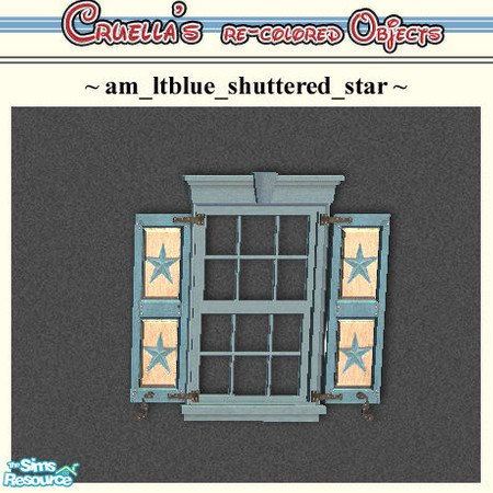 Sims 2 — am_ltblue_shuttered_star by Cruella — Light blue star shuttered window, mix-n-match all six colors.