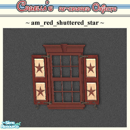 Sims 2 — am_red_shuttered_star by Cruella — Barn red star shuttered window, mix-n-match all six colors.