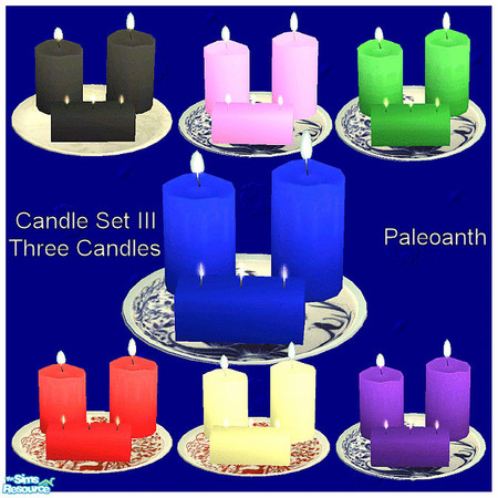 Sims 2 — Candle set III-Three candles by Paleoanth — Part III of my candle set. This miniset features two round candles