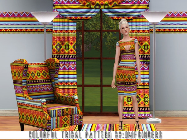 Sims 3 — Colorful Tribal Pattern by omfgingers — With a load of colors this African themed tribal pattern looks great.