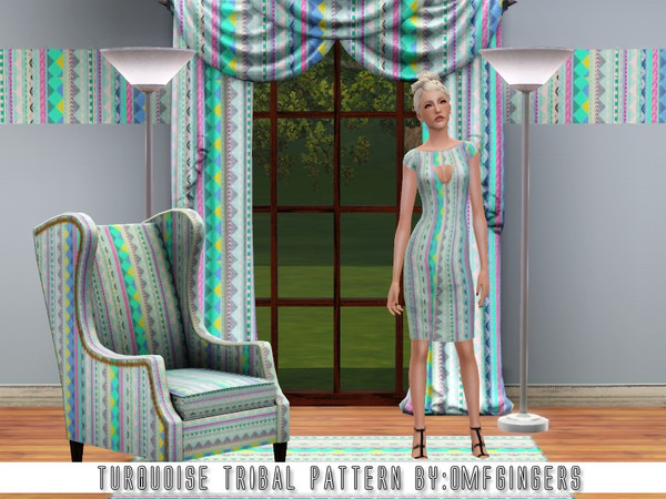 Sims 3 — Turquoise Tribal Pattern by omfgingers — With hues of blue, this is a great pattern. 