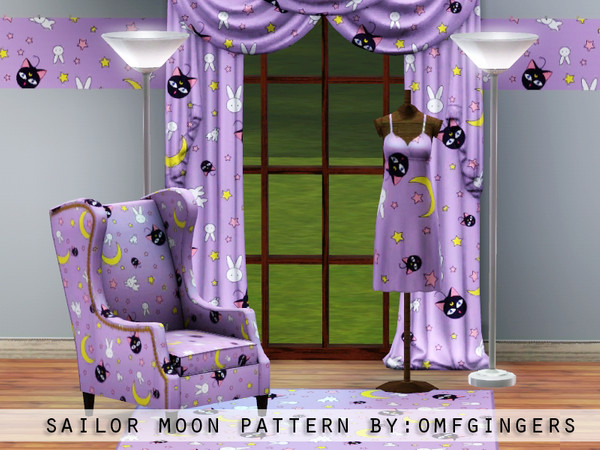 Sims 3 — Sailor Moon Pattern by omfgingers — For the hit anime Sailor Moon, this pattern feautres cute animals from the