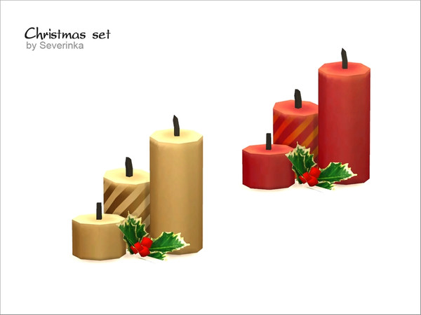 Sims 4 — Candle with mistletoe by Severinka_ — Candle with mistletoe Christmas Set 2015 2 color