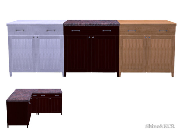 Sims 4 — Dark Chocolate - Counter with Doors by ShinoKCR — accomplishing your Kitchen with a modern Counter and Granite