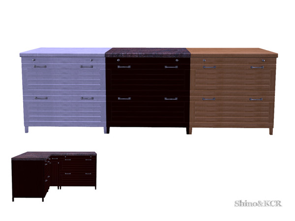 Sims 4 — Dark Chocolate - Counter with Drawers by ShinoKCR — unique Kitchencounter with granite top and drawers updated