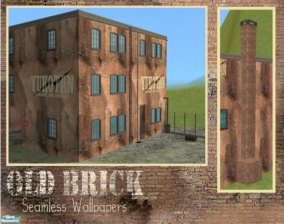 Sims 2 — Derry Brick Chimney Stack by Cyclonesue — A recolour of the Maxis chimney to match the wallpapers in this set.