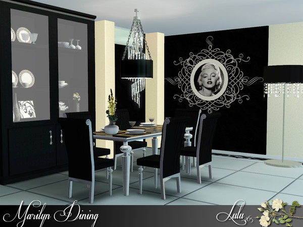 Sims 3 — Marilyn Dining *REQUEST* by Lulu265 — A classy black and chrome dining room , in the marilyn monroe theme