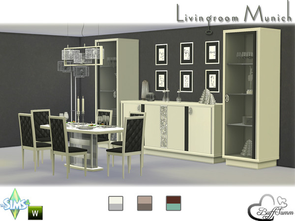 Sims 4 — Diningroom Munich by BuffSumm — Modern and elegance. This are the keywords for this Diningroom. You get it in