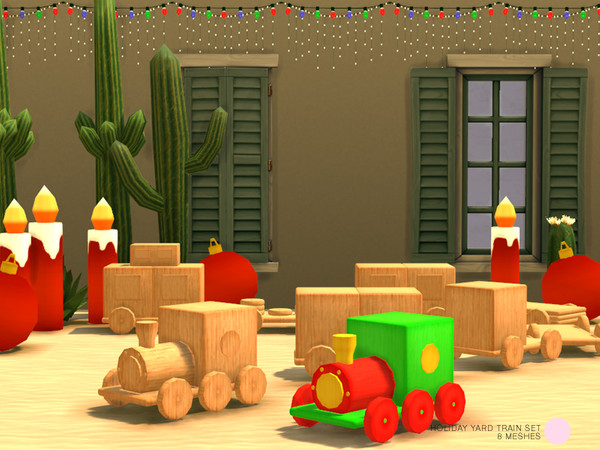 Sims 4 — Holiday Yard Train Set by DOT — Holiday Yard Train Set. Traditional, Contemporary and fun Holiday Yard Sculpture