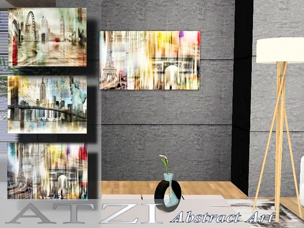 Sims 3 — Abstract Art by ATZI — A modern Abstract - Art Picture Set contains the towns LONDON; PARIS and MANHATTEN.