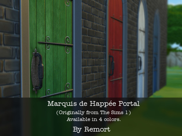 Sims 4 —  by Remort — Green oak door with fleur-de-lis ironwork in the style of the Marquis de Happ&eacute;e. Who