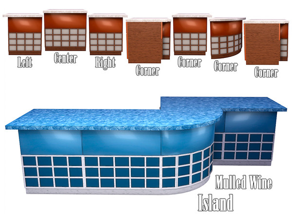 Sims 4 — Mulled Wine Island by Kiolometro — Bright and juicy set for kitchen and dining room. Three recolors. The first