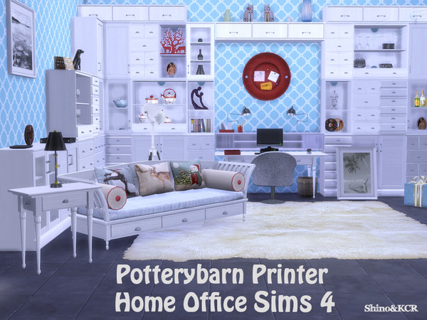 Sims 4 — Potterybarn Homeoffice by ShinoKCR — Inspired by the Potterybarn Printer Furniture comes here the matching