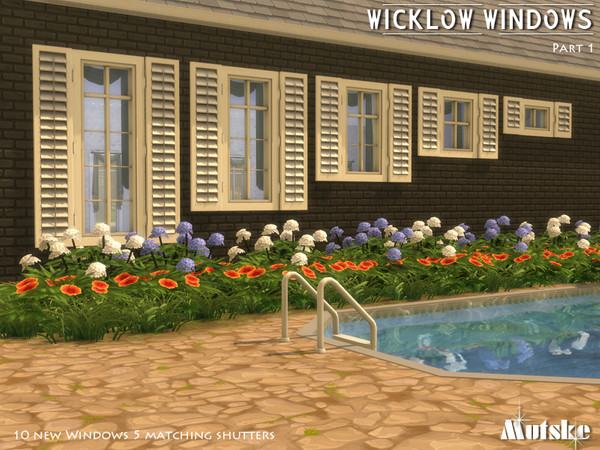 Sims 4 — Wicklow windows part 1 by Mutske — Set of 10 windows and 5 shutters. All windows and shutters are available in 5