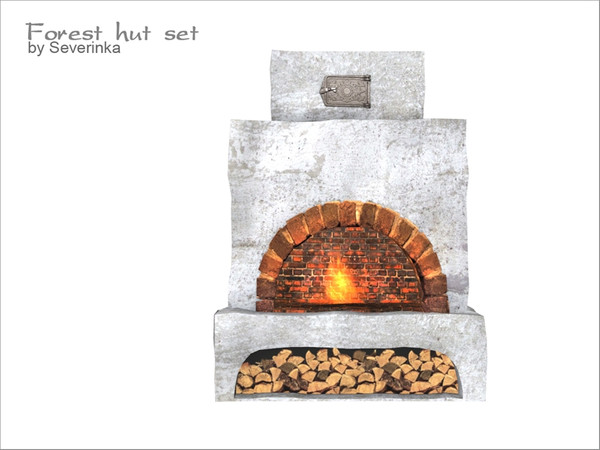 Sims 4 — Rustic fireplace by Severinka_ — Fireplace in a rustic furnace of a set of 'Forest hut' 1 color