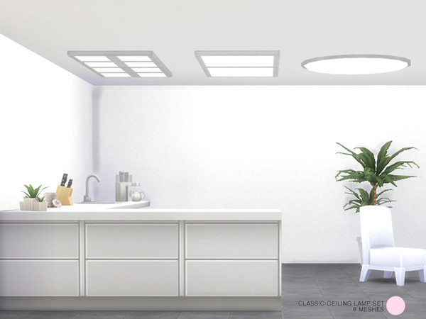 Sims 4 — Classic Ceiling Lamp Set by DOT — Classic Ceiling Lamp Set. Modern and Contemporary Chrome Metal and Glass
