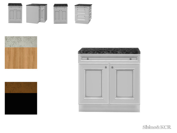 Sims 4 — Kitchen Clive - Counter with Doors and Drawer by ShinoKCR — Pretty cool and elegant Counter with a Marble Top 