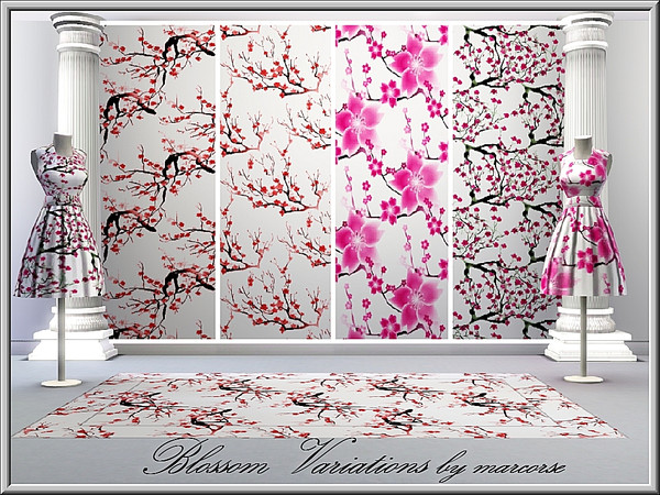 Sims 3 — Blossom Variations_marcorse by marcorse — Cherry blossom pattern in 4 variations. Japanese Blossom 4 is found in