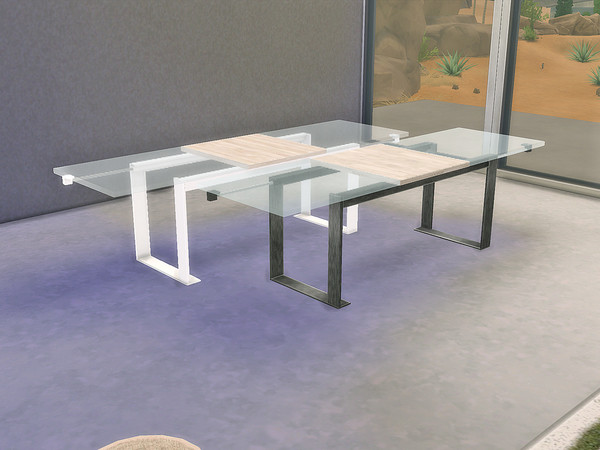Sims 4 — Dining Cedar - Dining Table (3x1) by ung999 — Dining Cedar - Dining Table (3x1) with glass top Colors Option : 2