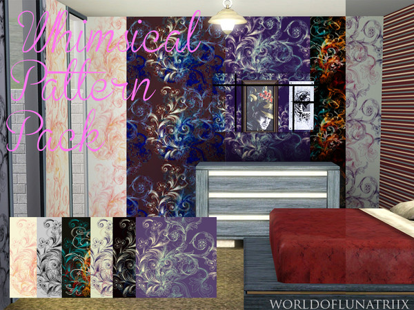 Sims 3 — Whimsical Pattern by LunaTemple2 — Whimsical floral patterns for you sims' houses! It's under the misc. category