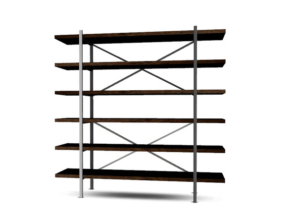 Sims 4 — Sara New Dining Shelfs by Angela — Sara New Dining Shelfs. In metal and dark wood Cabinet has 6 wooden shelfs to