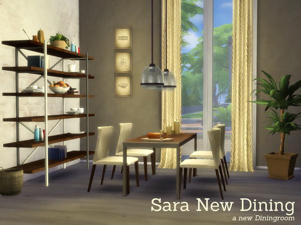 Sims 4 — Sara New Dining by Angela — Sara New Dining, a new diningroom to match the other Sara sets. Comes in a warm dark