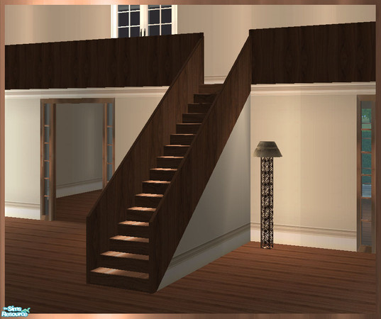 Sims 2 — GEA Build - Staircase REC1 by simtomatic — In Medium Wood. Staircase that utilises the wallpaper and paint from