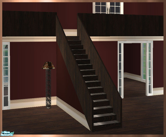 Sims 2 — GEA Build - Staircase MESH by simtomatic — In Darkwood. Staircase that utilises the wallpaper and paint from the