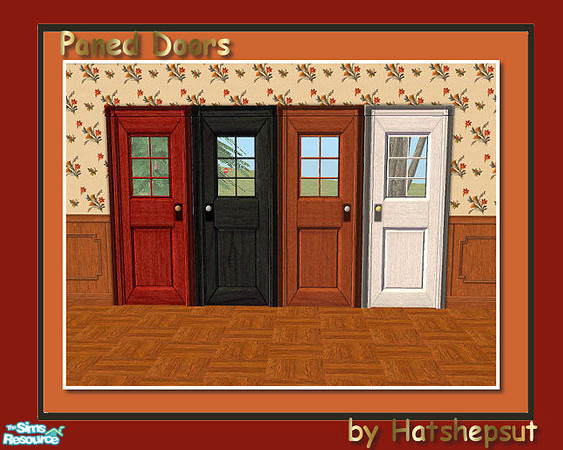 Sims 2 — Paned Door Set by hatshepsut — Recolours for the OakTowne Simple Interior Door to include window panel. No mesh