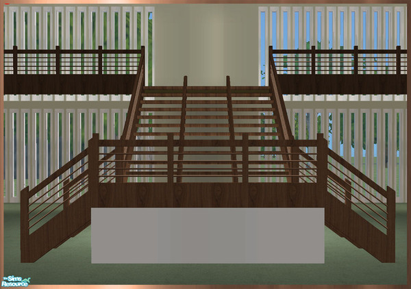 Sims 2 — GEA Build - Modular Stairs REC1 by simtomatic — In Medium Wood. Recolourable modular stairs mesh - using the