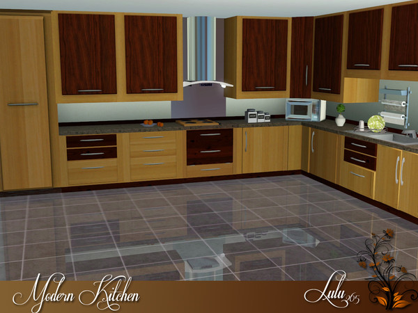 Sims 3 — Modern Kitchen  by Lulu265 — A modern kitchen with variety of counters and cabinets to mix and match. 2