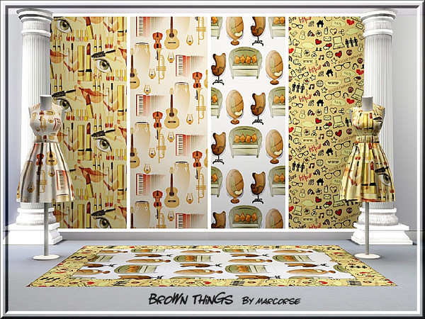 Sims 3 — Brown Things_marcorse by marcorse — Four Themed patterns in shades of brown.