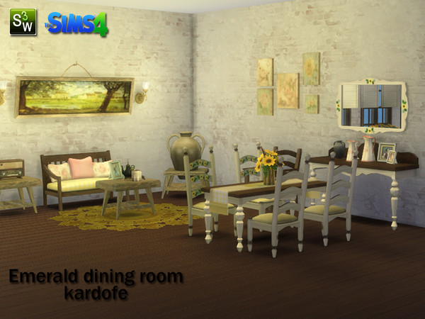 Sims 4 — Emerald dining room by kardofe — Full hungry hall old rustic style, ideal for creating rural environments