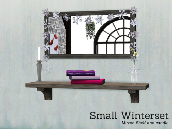 Sims 3 — Small Winter Set by Angela — Small Winterset. Set contains a mirror, shelf and candle.
