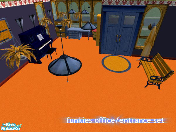 Sims 2 — Funkies Office-Entrance Set by simmyfan2852 — A funky orange and blue office and entrance set for your sims