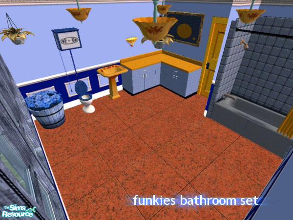 Sims 2 — Funkies Bathroom Set by simmyfan2852 — A funky bathroom in blue and orange for your sims homes!