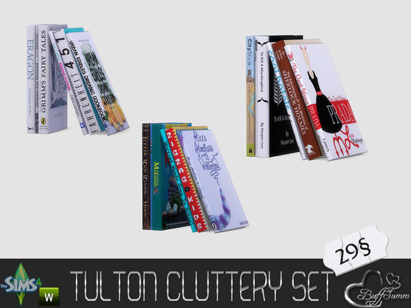 Sims 4 — Tulton Cluttery Books by BuffSumm — Cluttery Set for the Tulton Series. The set contains 18 new decorative