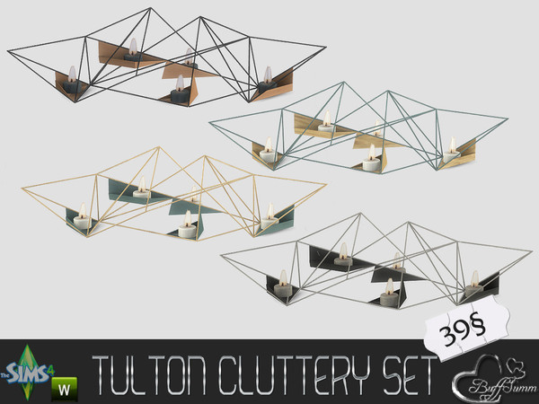 Sims 4 — Tulton Cluttery Geometric Candle by BuffSumm — Cluttery Set for the Tulton Series. The set contains 18 new