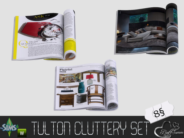 Sims 4 — Tulton Cluttery Open Magazine by BuffSumm — Cluttery Set for the Tulton Series. The set contains 18 new