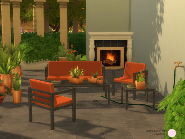 Sims 4 — Kern Patio Set by DOT — Kern Patio Set. 12 Sims 4 meshes, that play well for both rustic, modern and city