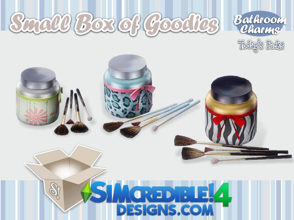Sims 4 — Bathroom charms - makeup brushes by SIMcredible! — You've asked, we brought it :) It's SIMcredible! Small box of