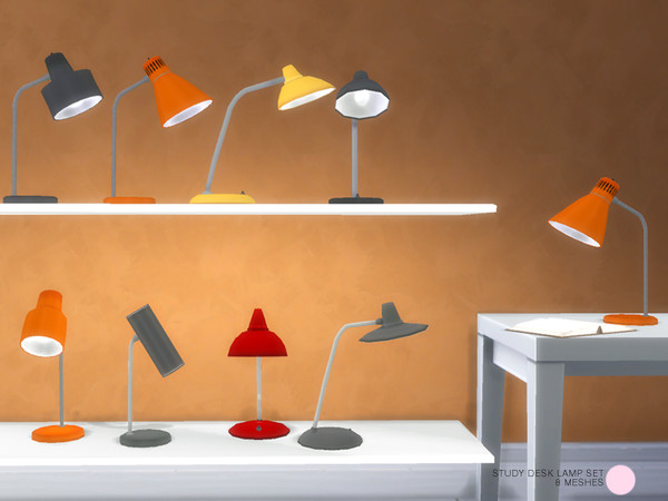 Sims 4 — Study Desk Lamp Set by DOT — Study Desk Lamp Set 8 Retro Desk Lamps reminiscent of 1934, 1950 and 1960's, made