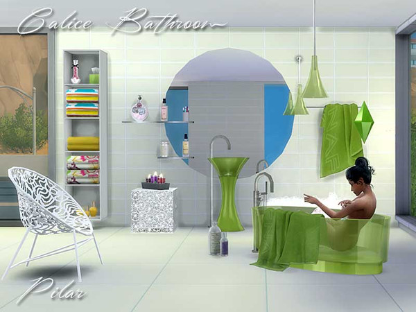 Sims 4 — Calice Bathroom by Pilar — Basin created transparent in different colors, also with structure opaque