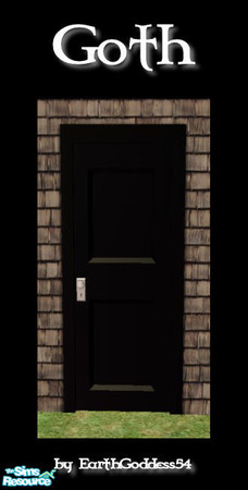 Sims 2 — Goth Build Set - Interior Door by EarthGoddess54 — A black recolor of the Maxis plain wood door, with silver