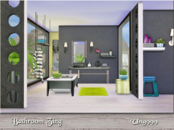 Sims 4 — Bathroom Zing by ung999 — A modern bathroom set contains the following 22 items: Bathtub Shower Sink Toilet