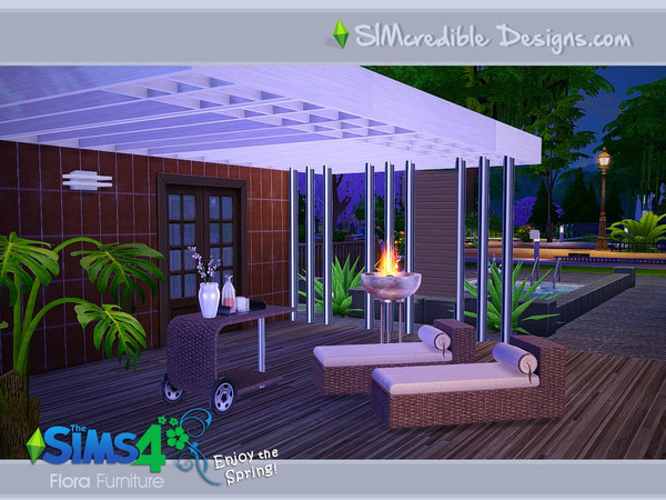 Sims 4 — Flora by SIMcredible! — A modern set for your sims enjoy the outdoor area. We had to make some adjustments for