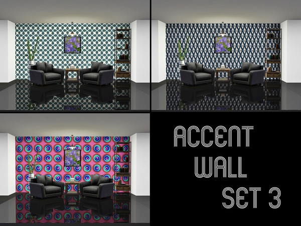 Sims 3 — Accent Wall set 3 by Prickly_Hedgehog — Yet three more bold patterns for accent walls or wherever you want them.